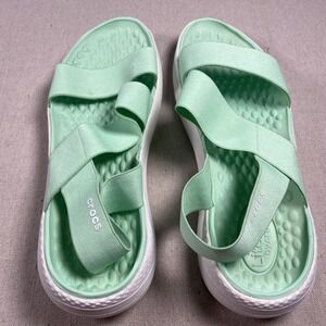 Crocs‎ Women's 11 LiteRide Stretch Sandal Green Open Toe Lightweight